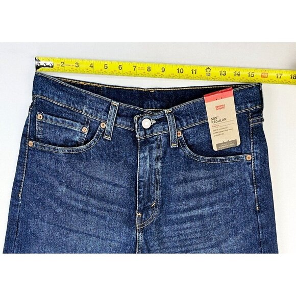 Levi's Size 32X34 Men 505 Regular Stretch Straight Leg Blue Denim Logo Jeans NWT - Picture 3 of 14